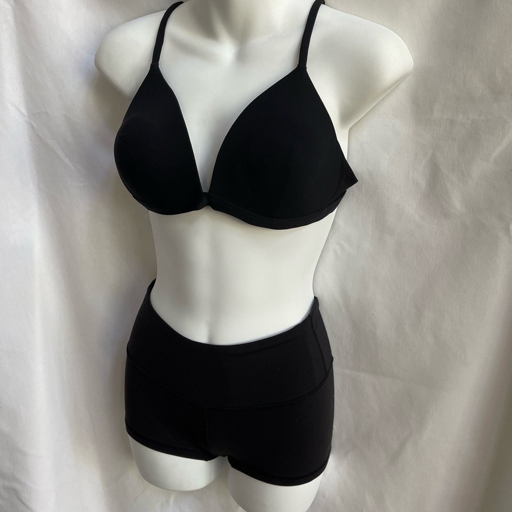 lululemon athletica waterside  black swim top 10 (top only)